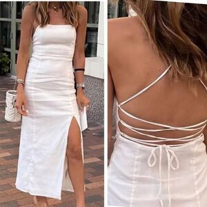 Zara White Midi Dress with Slit